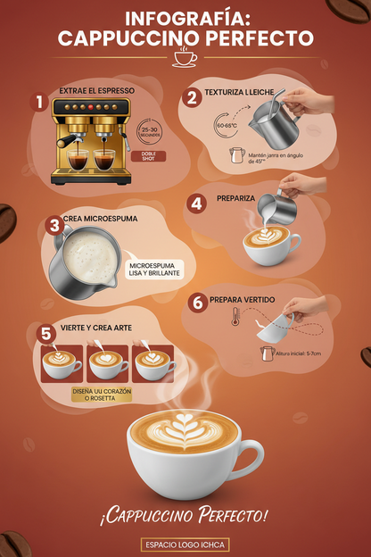 Infografía Cappuccino Perfecto con Latte Art